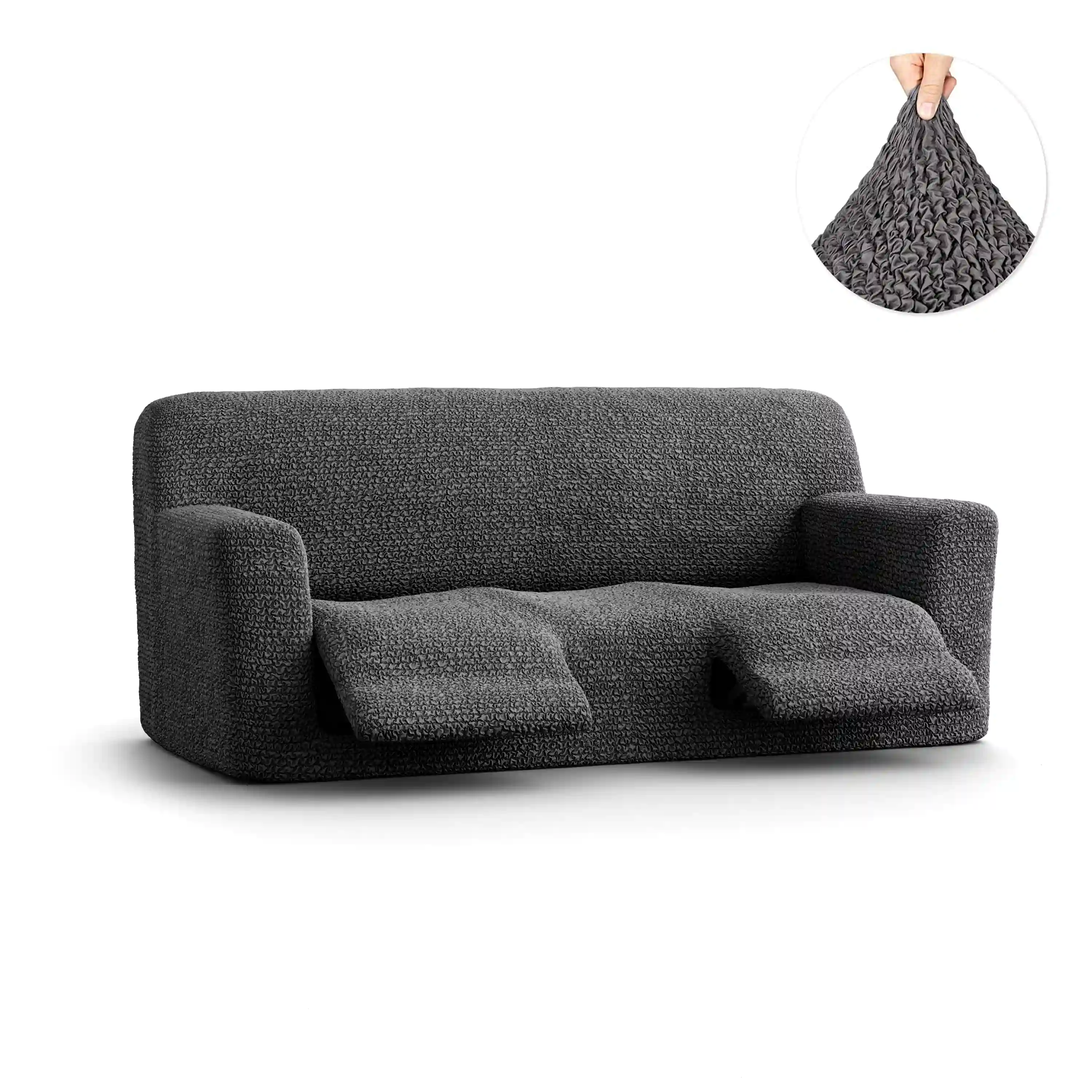 3 Seater Recliner Sofa Cover - Charcoal, Microfibra
